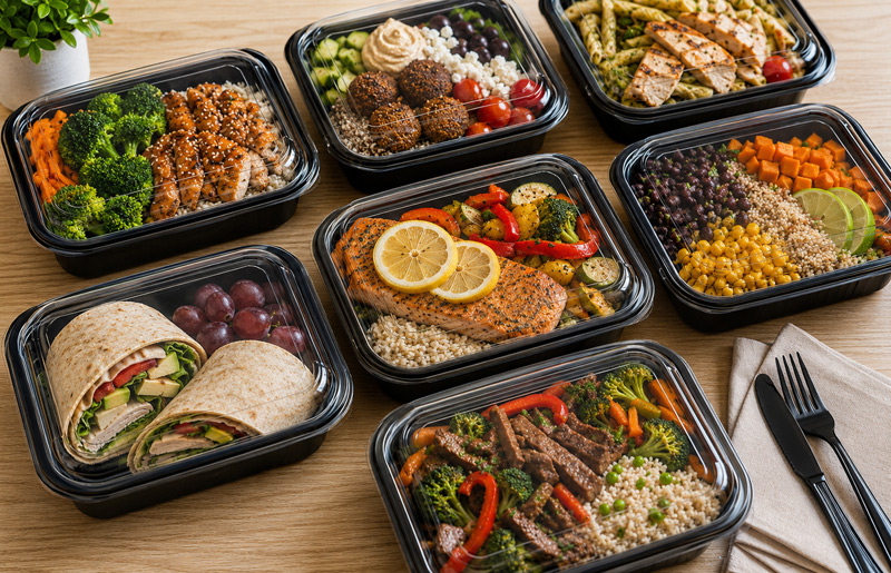 Office employees enjoying fresh daily office catering