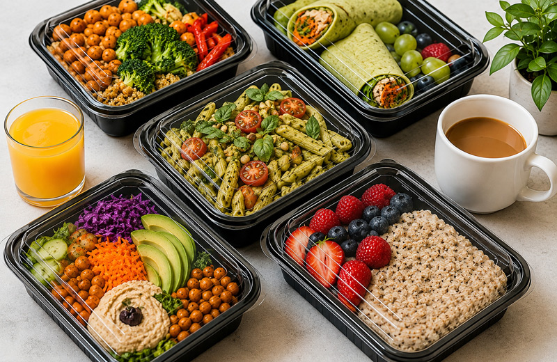 Office employees enjoying fresh daily office catering
